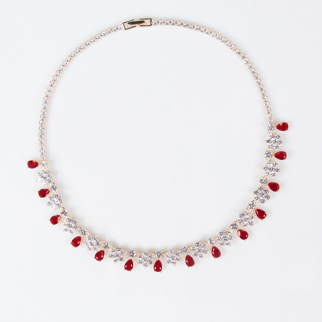 Cross-Border New Colorful Treasure Bridal Zircon Jewelry Set Inlaid with AAA Zircon Bridal Necklace Earrings Two-Piece Set