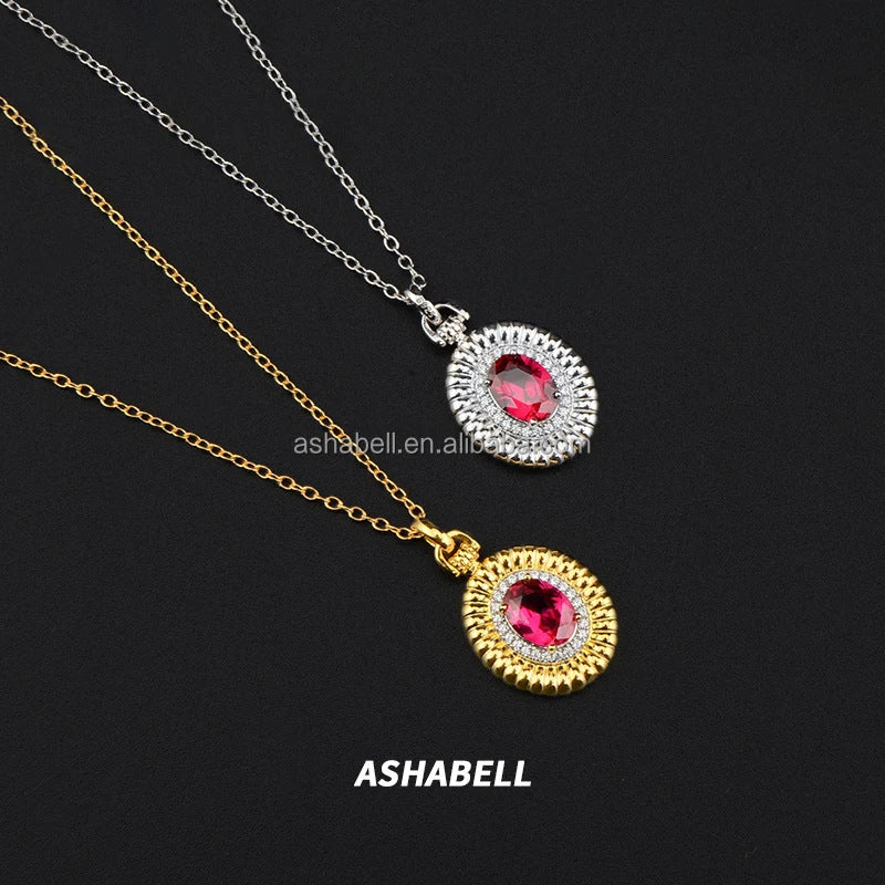 Cross-Border Hot Sale 925 Sterling Silver Necklace High-End Women's Necklace Accessories Female Ruby Pendant Necklace In Stock
