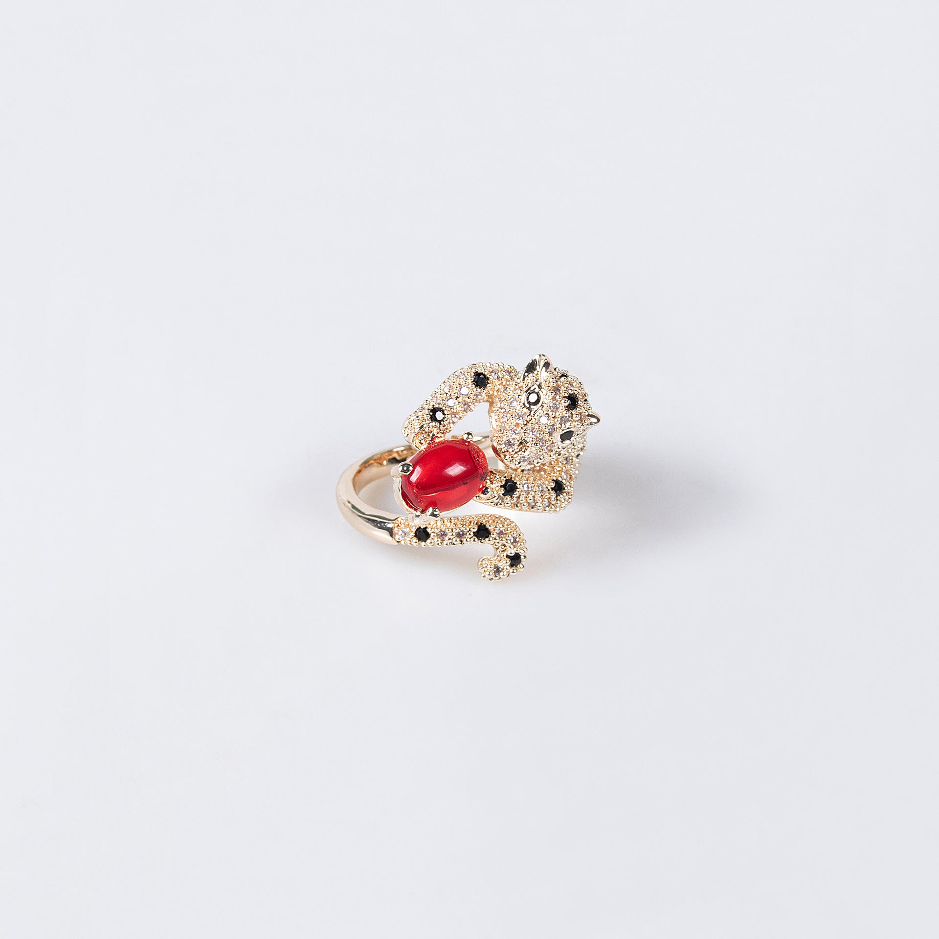 Cross-Border New European and American Style Jewelry Vintage Commuter Open Ring Leopard Gemstone Ring Jewelry Wholesale