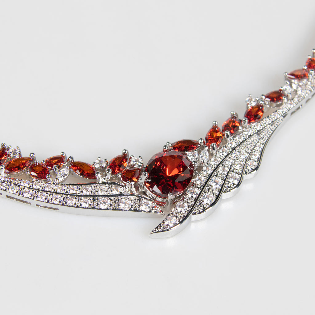 Women's Simple Angel Wings Banquet Zircon Full Diamond Necklace Earrings Pendant Set Bridal Wedding Dress Accessories