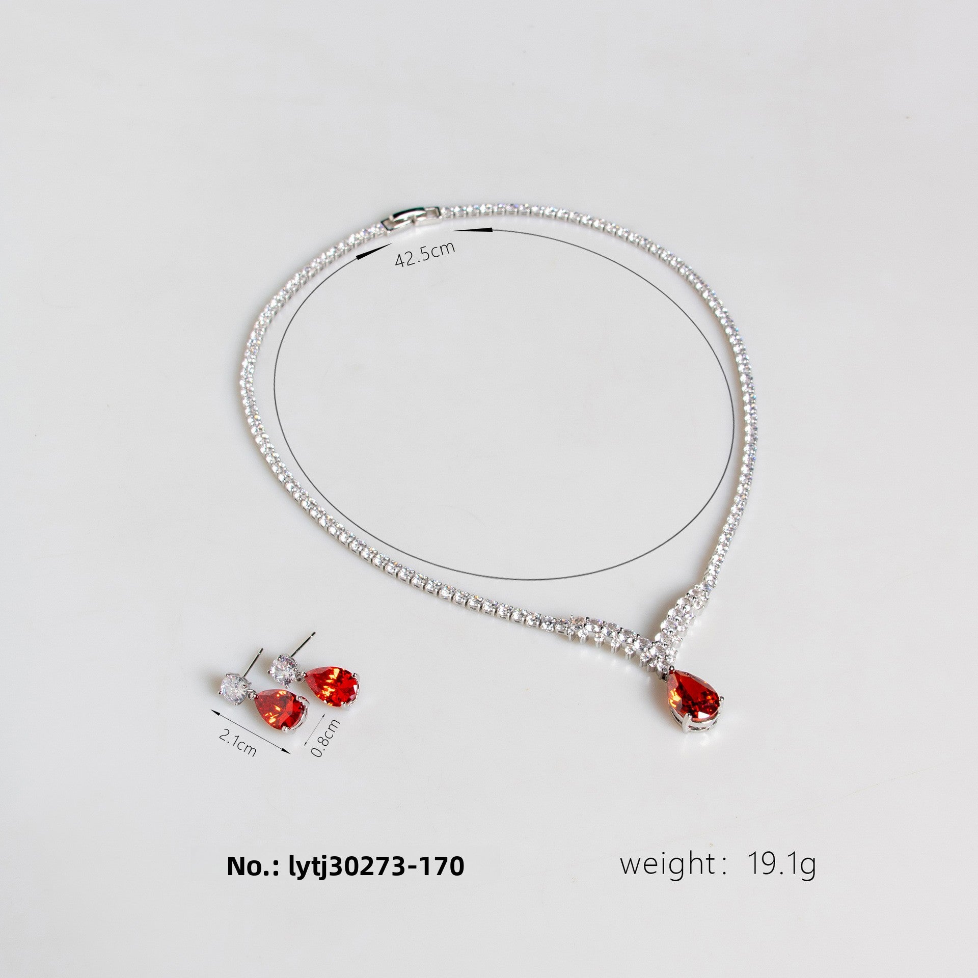 Korean Version Cross-Border Zircon Bridal Necklace Women's Versatile Earring Set Two-Piece Accessories High-Quality Elegant