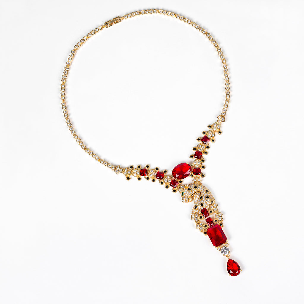 European and American Leopard Retro Design High-end Jewelry Evening Dress Accessories Elegant Jewelry Set Zircon Necklace for Women