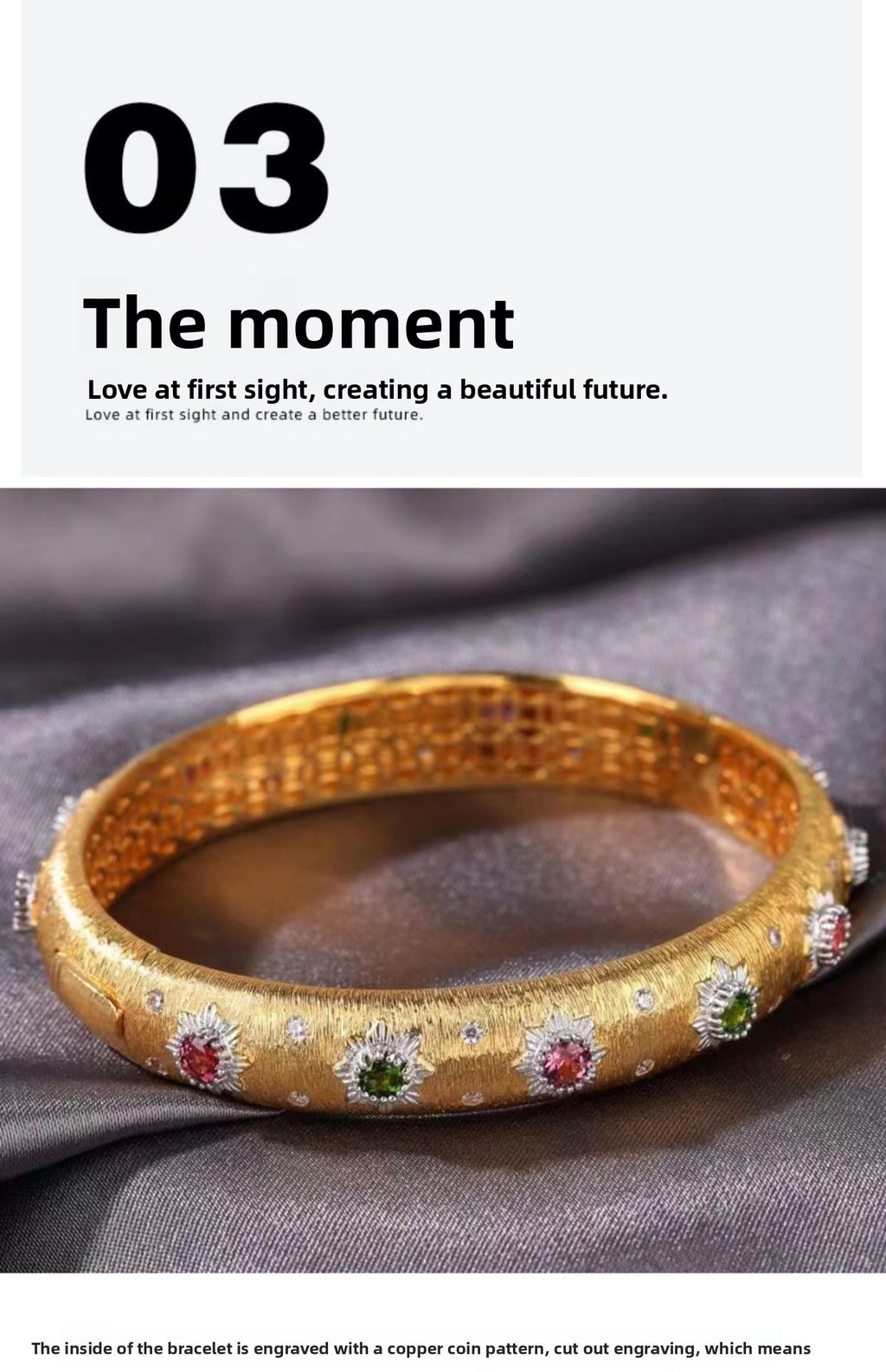 2024 Italian Craft Classical Retro Palace Style Bracelet Light Luxury S925 Sterling Silver Gold-Plated Gemstone Bracelet