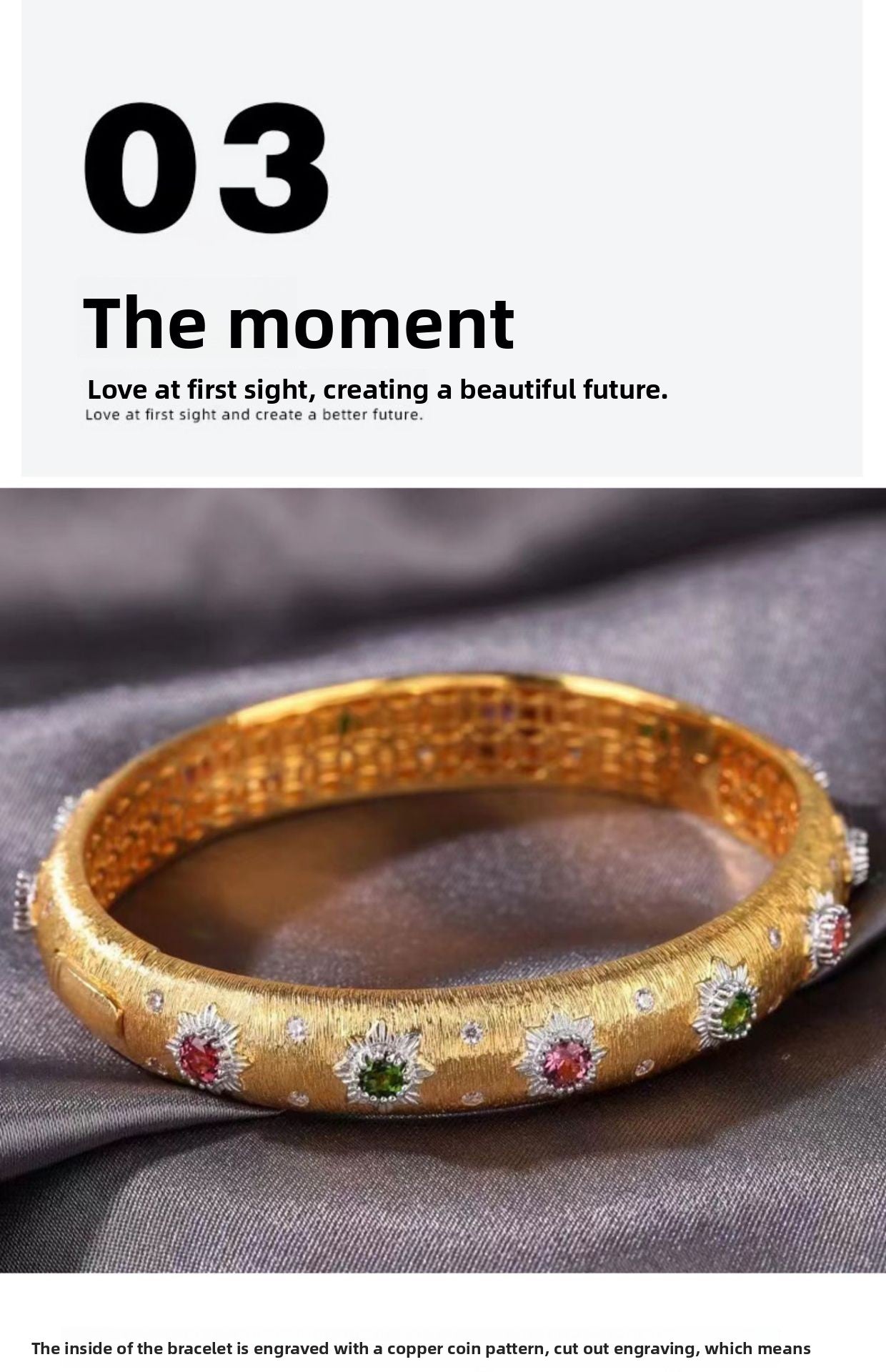 2024 Italian Craft Classical Retro Palace Style Bracelet Light Luxury S925 Sterling Silver Gold-Plated Gemstone Bracelet