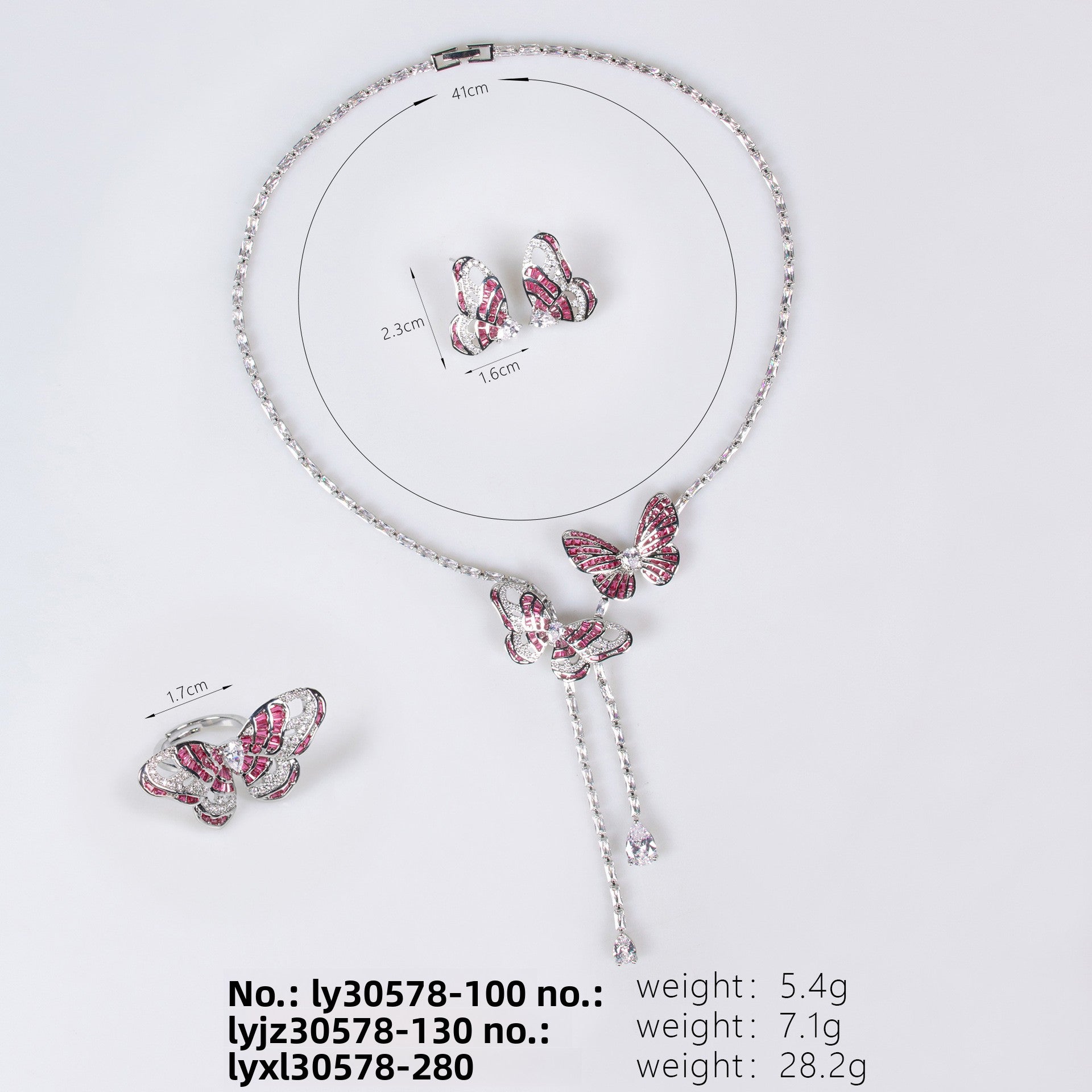 Cross-Border New Little Red Book Super Fairy Butterfly Tassel Necklace Light Luxury Butterfly Fairy Long Earrings Set Wholesale