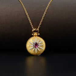 Classic Italian retro Craftsmanship fashion Trendy 925 Gold Plated Inlaid Gemstone Unisex Personality Necklace