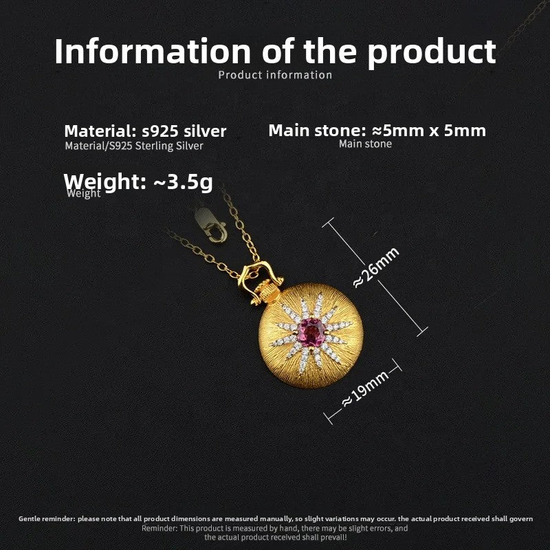 Classic Italian retro Craftsmanship fashion Trendy 925 Gold Plated Inlaid Gemstone Unisex Personality Necklace