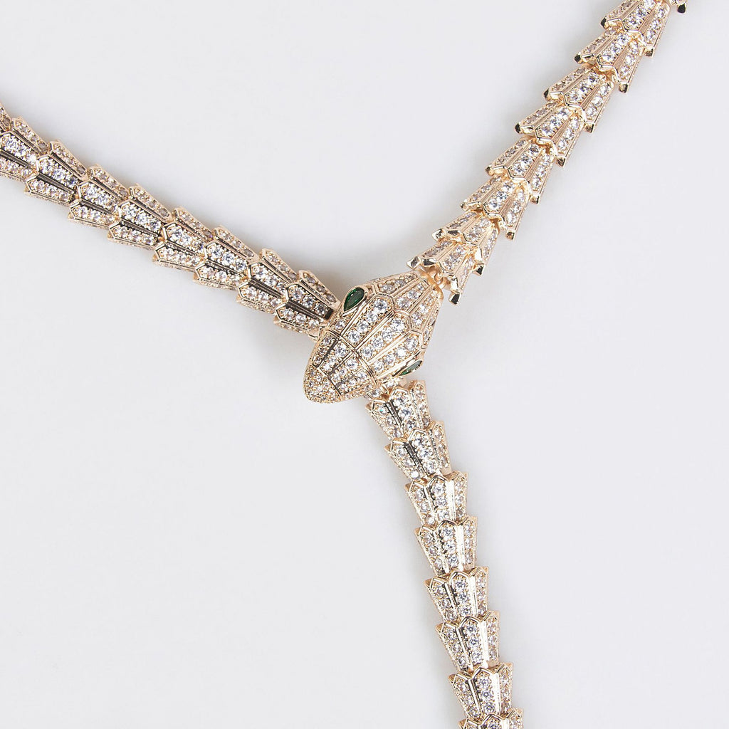 French Style Light Luxury Snake-Shaped Zircon Necklace Niche Simple Design Sense Collarbone Chain Fashion High-End Jewelry for Women