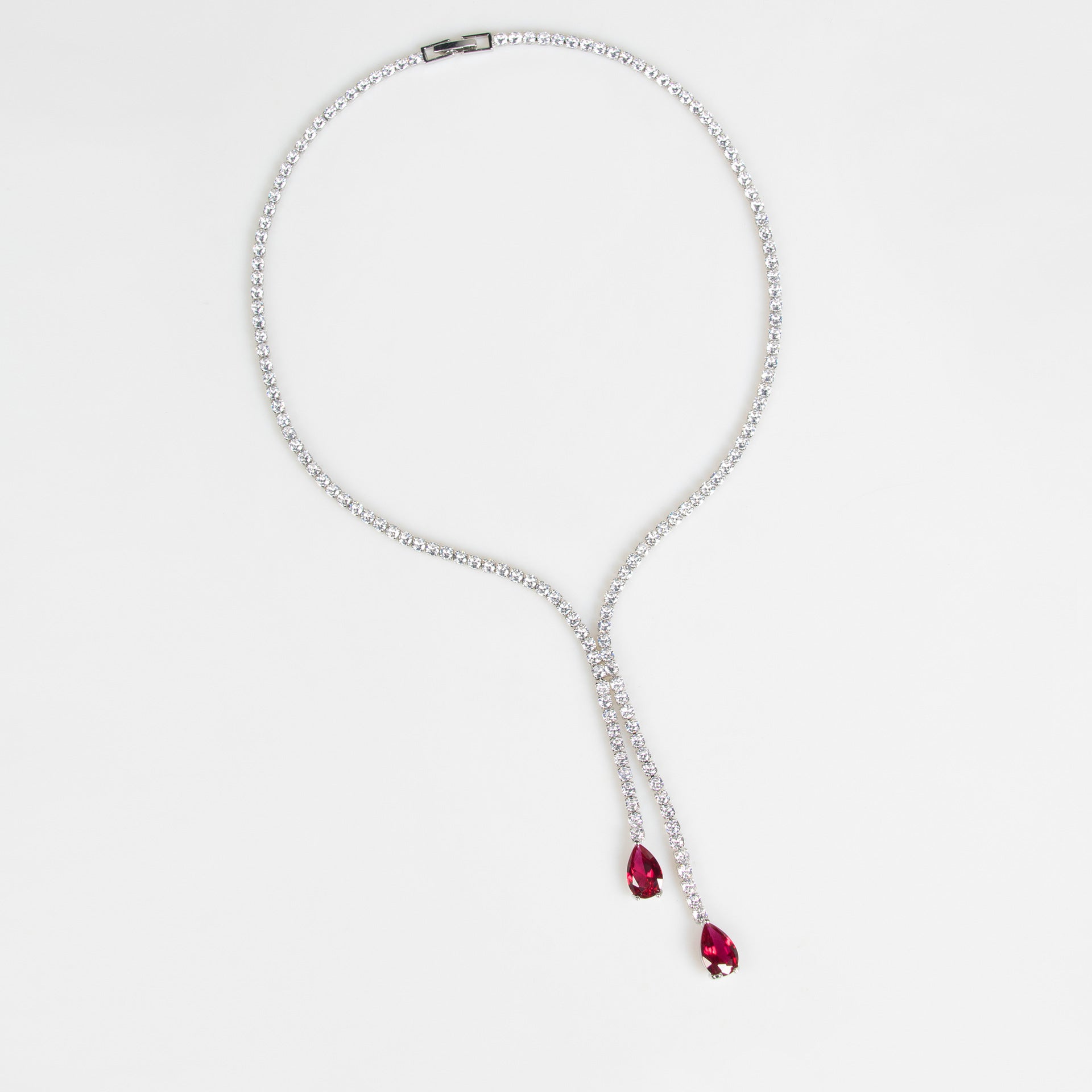 Cross-Border European and American Necklace Summer Women's High-End Light Luxury Water Drop Zircon Necklace Earring Set Natural Zircon Necklace