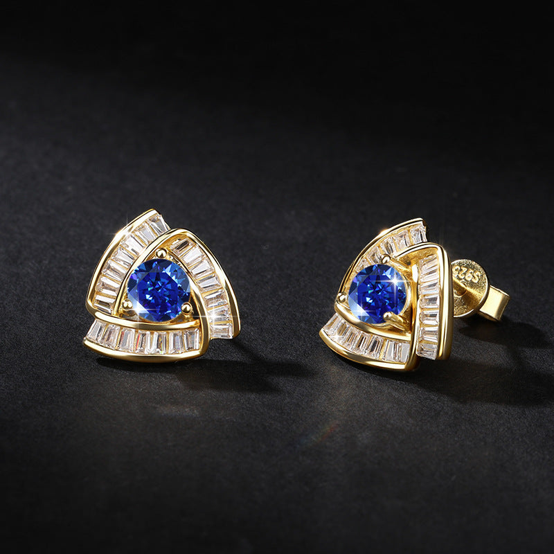 Cross-Border Fashion Elegant Light Luxury Full Diamond Exquisite Element Wind Ice Flower Cut Zircon Earrings Necklace Jewelry Set