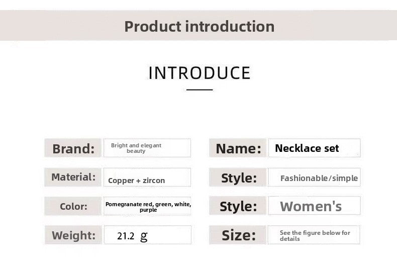 Korean Version Cross-Border Zircon Bridal Necklace Women's Versatile Earring Set Two-Piece Accessories High-Quality Elegant