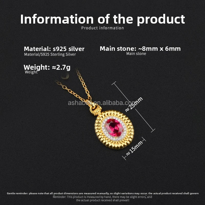Cross-Border Hot Sale 925 Sterling Silver Necklace High-End Women's Necklace Accessories Female Ruby Pendant Necklace In Stock