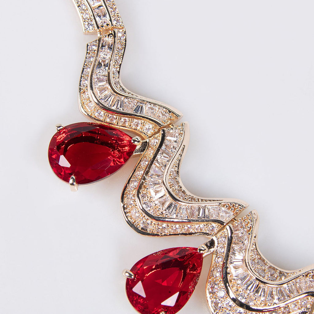 European and American Fashion Bridal Wedding Dress Water Drop Shape High-end Zircon Light Luxury Necklace and Earring Set