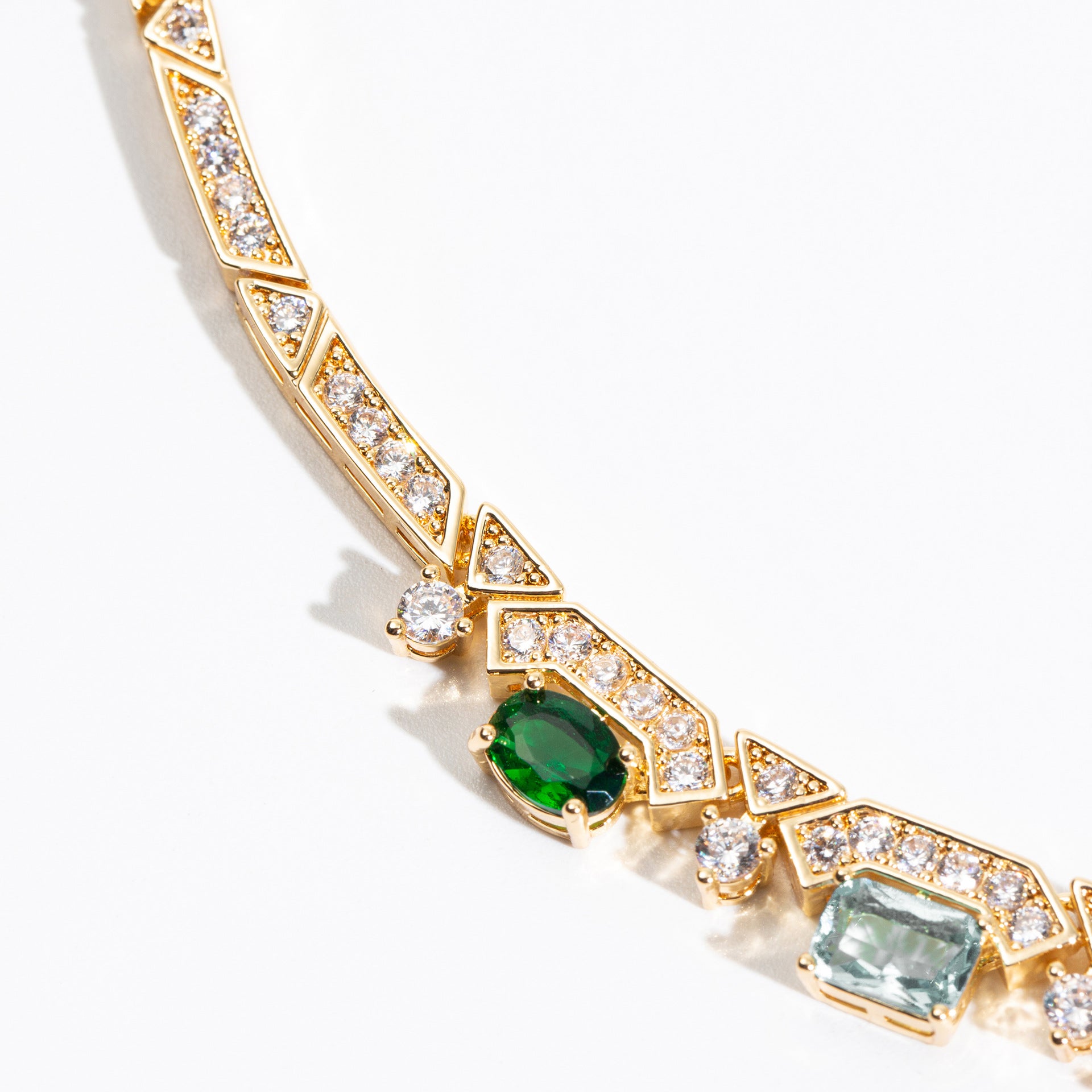 European and American Bride Colorful Zircon Necklace and Earrings Two-Piece Set Wedding Dress Versatile Noble Earrings Banquet Chain Set