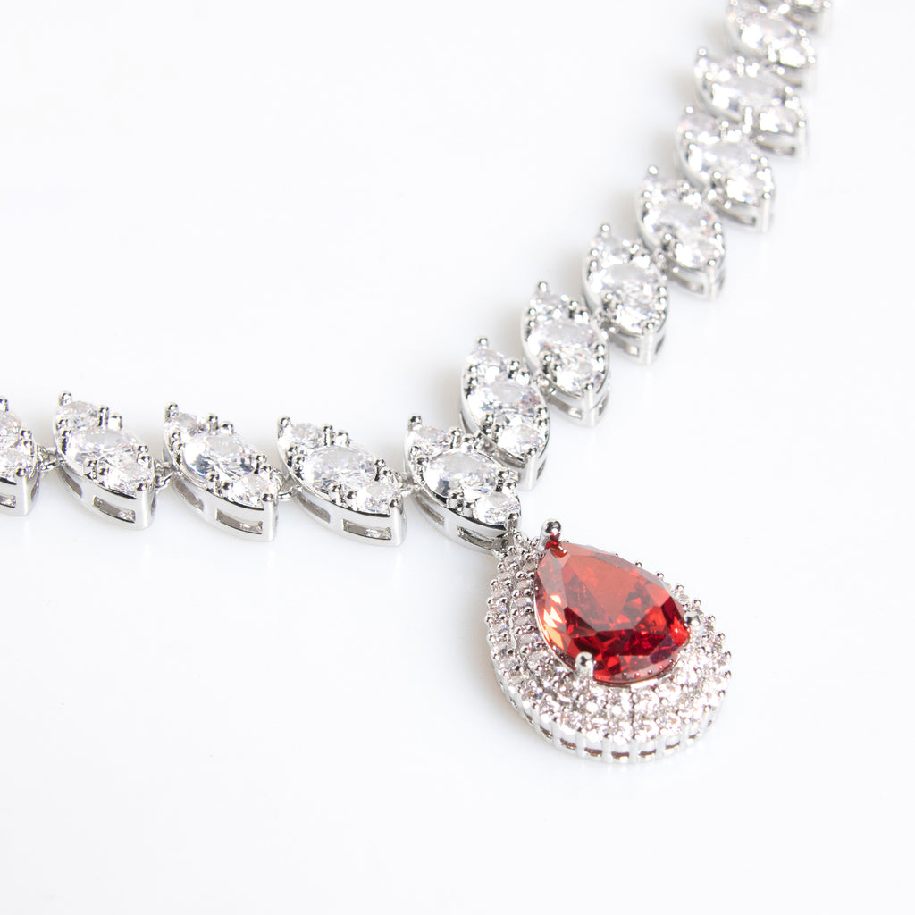 European and American Trend Bridal Set Water Drop Necklace TikTok Same Style Zircon Tassel Earrings Wedding Jewelry Accessories