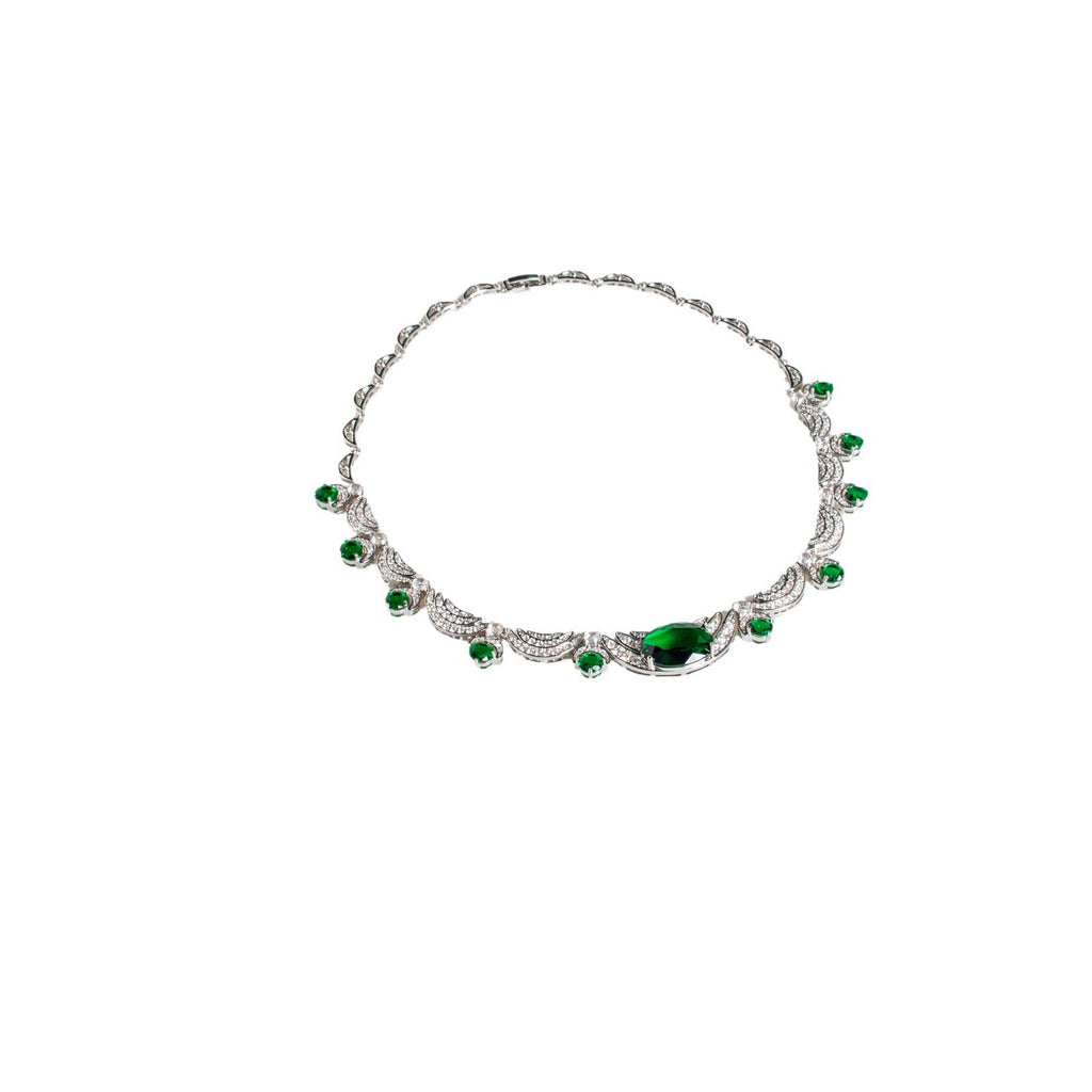 European and American Cross-Border New Zircon Necklace Jewelry for Women High-End Versatile Simple Zircon Necklace and Earring Set