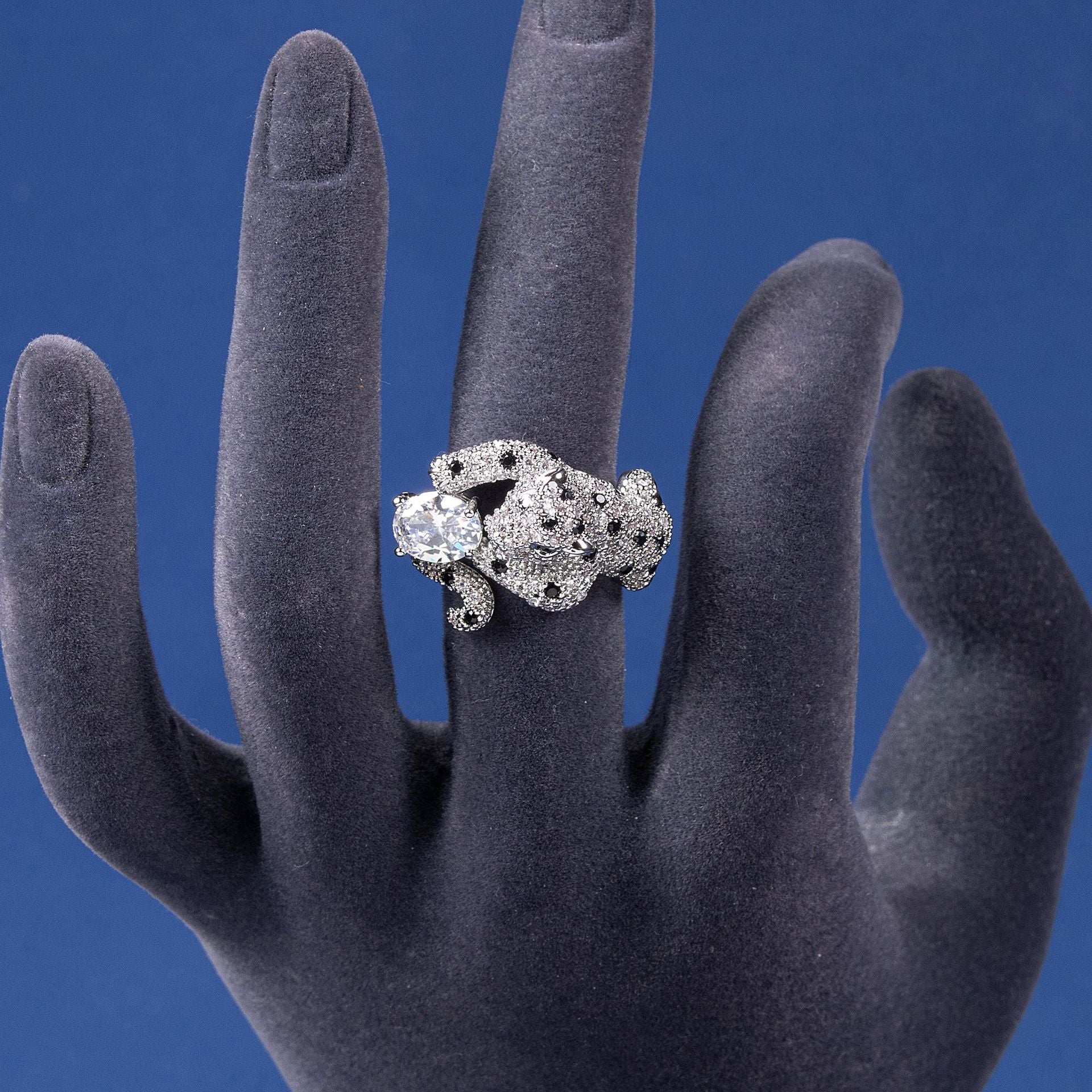 Cross-Border New European and American Style Jewelry Vintage Commuter Open Ring Leopard Gemstone Ring Jewelry Wholesale