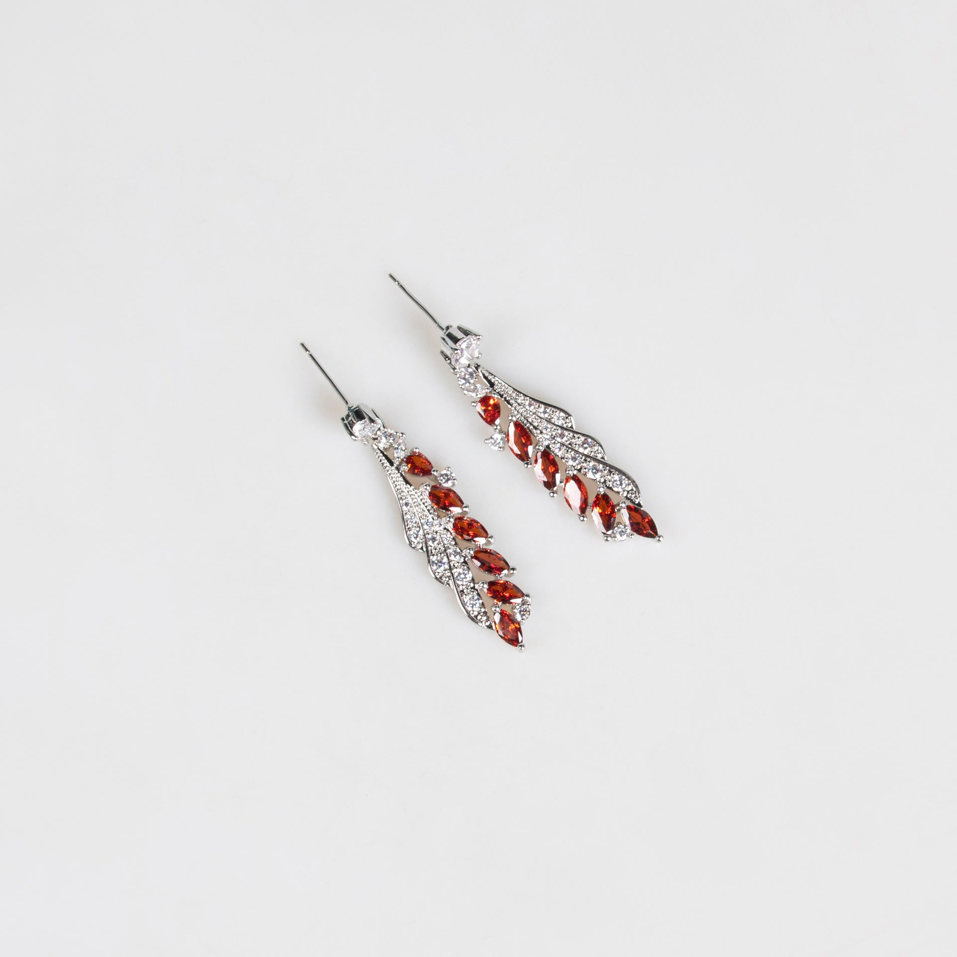 Women's Simple Angel Wings Banquet Zircon Full Diamond Necklace Earrings Pendant Set Bridal Wedding Dress Accessories