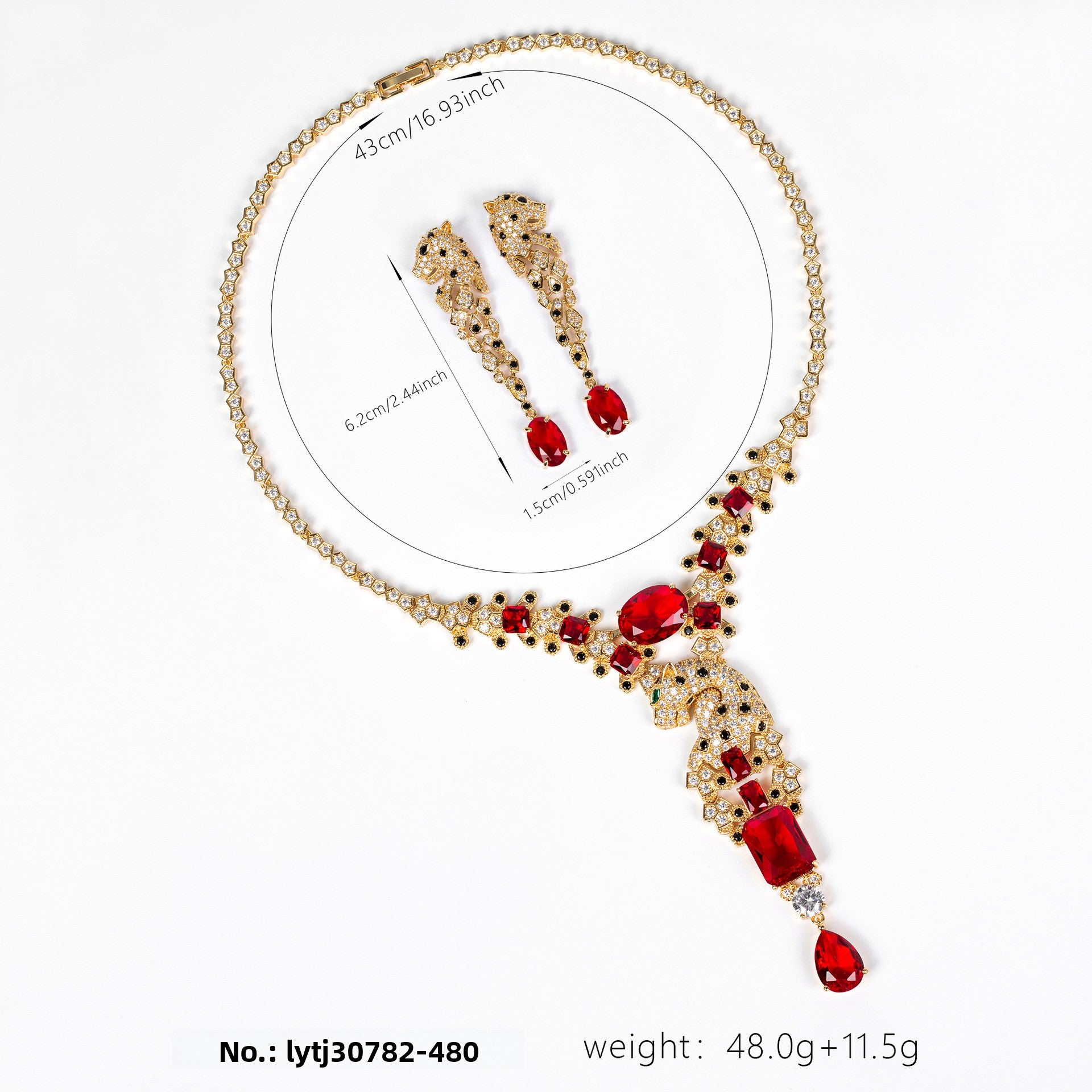 European and American Leopard Retro Design High-end Jewelry Evening Dress Accessories Elegant Jewelry Set Zircon Necklace for Women