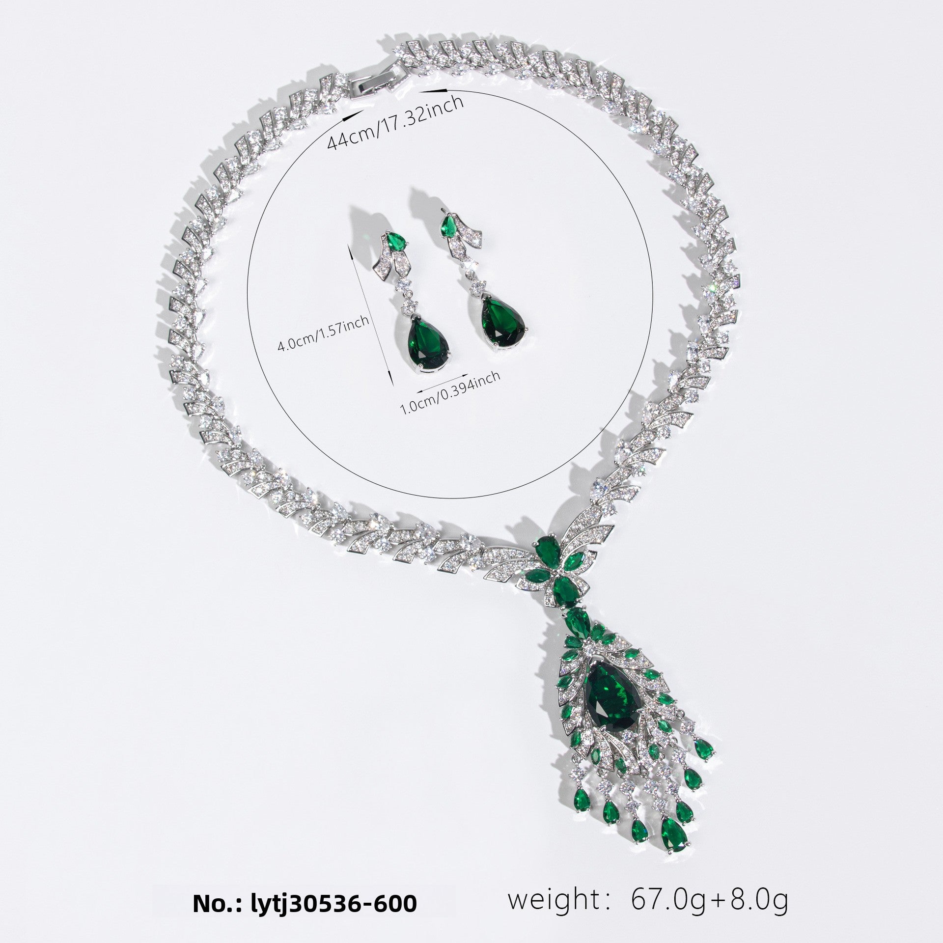 European and American Zircon Water Drop Zircon Necklace Light Luxury High-end Collarbone Chain Niche Fashion Earring Set Accessories Wholesale for Women