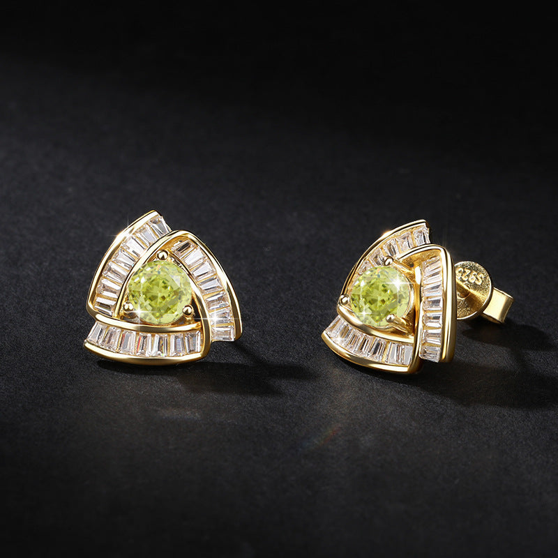 Cross-Border Fashion Elegant Light Luxury Full Diamond Exquisite Element Wind Ice Flower Cut Zircon Earrings Necklace Jewelry Set