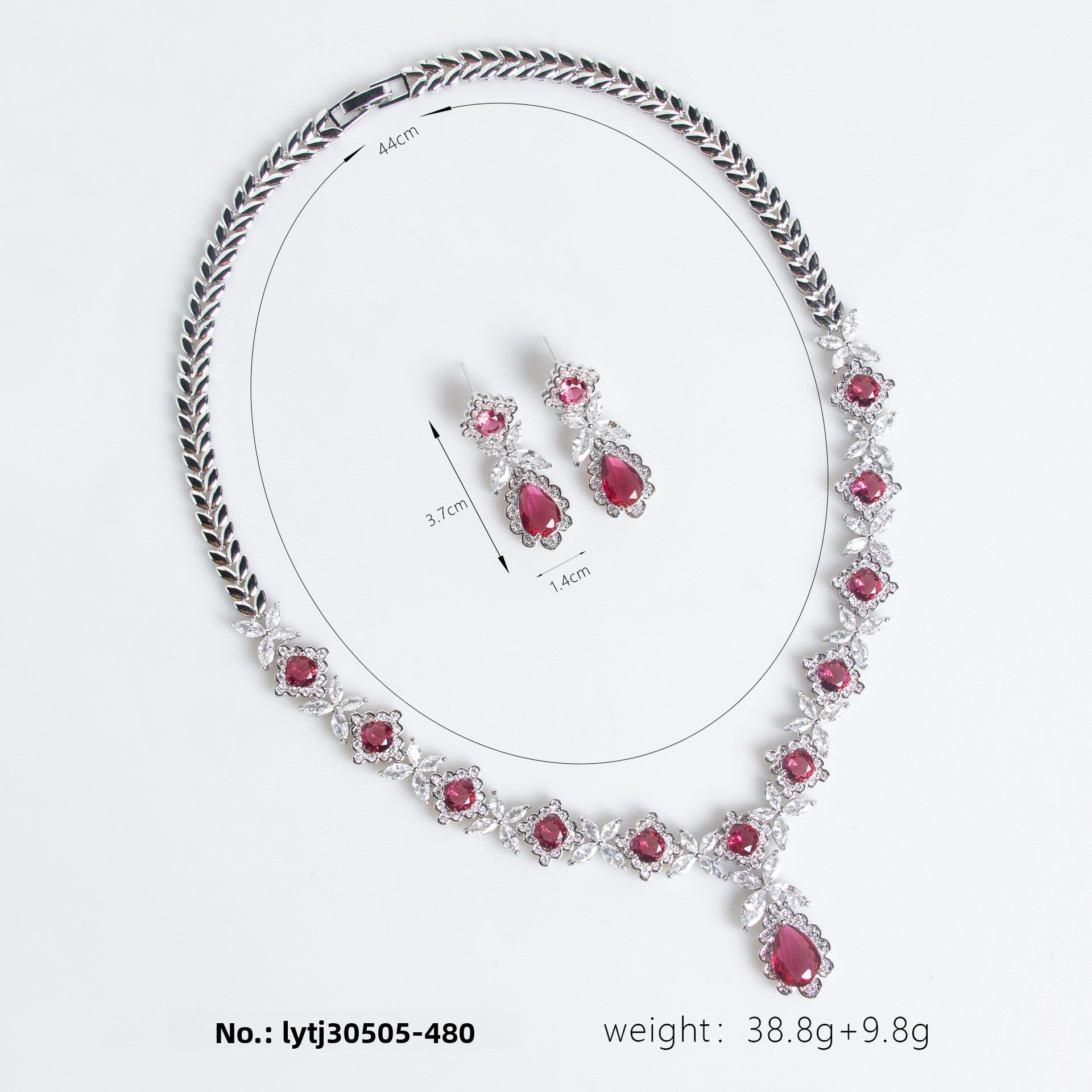 Cross-Border Simple Zircon Necklace Evening Ceremony Jewelry Fashion Luxury Colorful Gemstone Bridal Full Diamond Set Decoration Wholesale