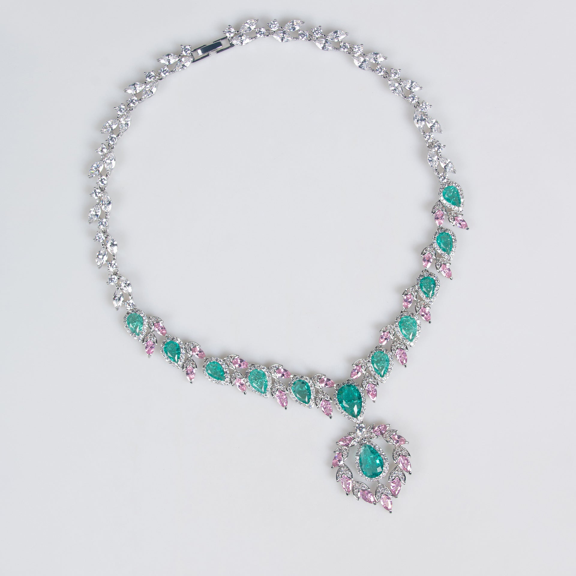 Bridal Dress Jewelry Set Zircon Water Drop Inlaid Multi-color Matching Middle Eastern Jewelry Necklace Earrings Jewelry