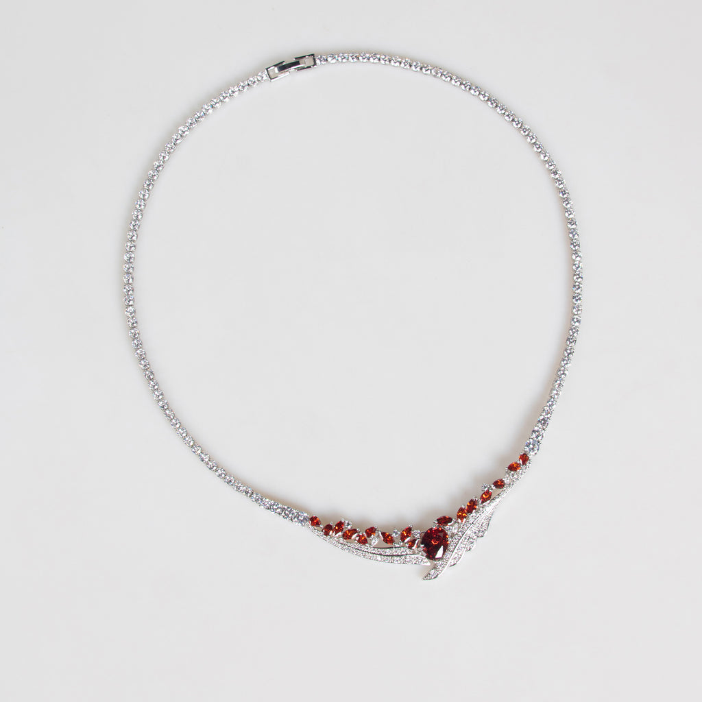 Women's Simple Angel Wings Banquet Zircon Full Diamond Necklace Earrings Pendant Set Bridal Wedding Dress Accessories