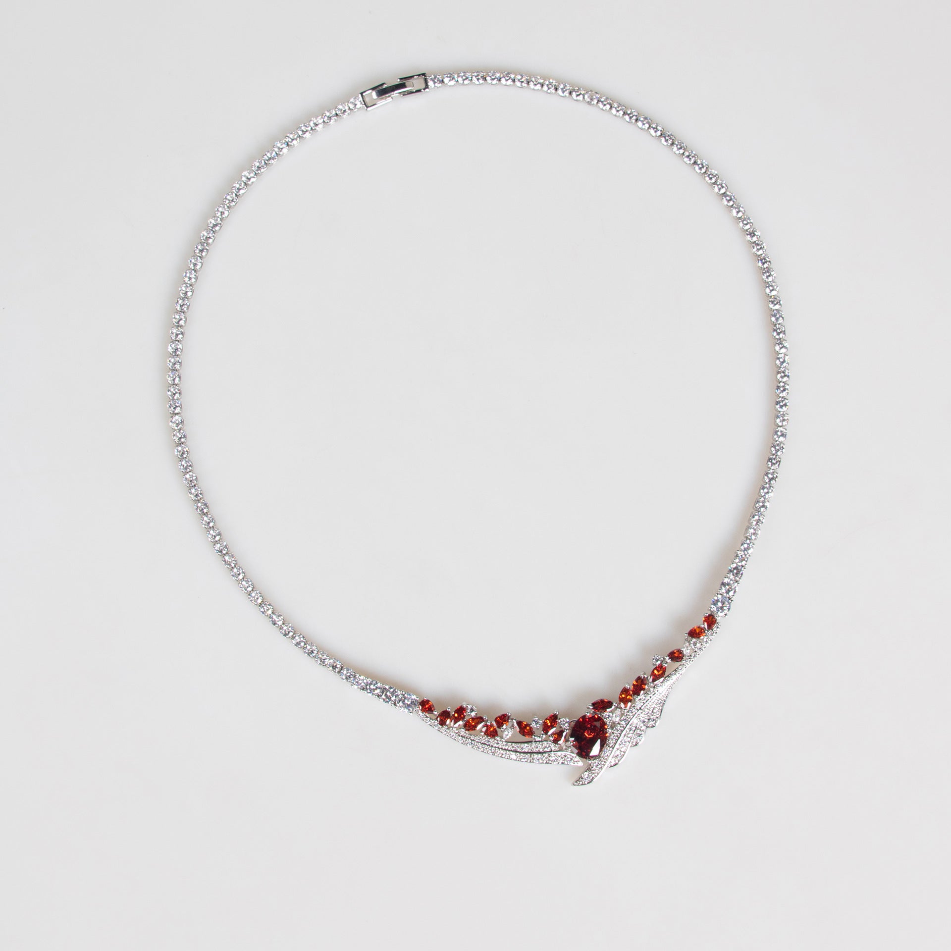 Women's Simple Angel Wings Banquet Zircon Full Diamond Necklace Earrings Pendant Set Bridal Wedding Dress Accessories