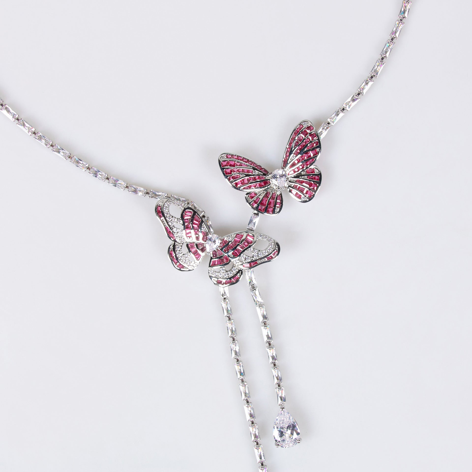 Cross-Border New Little Red Book Super Fairy Butterfly Tassel Necklace Light Luxury Butterfly Fairy Long Earrings Set Wholesale