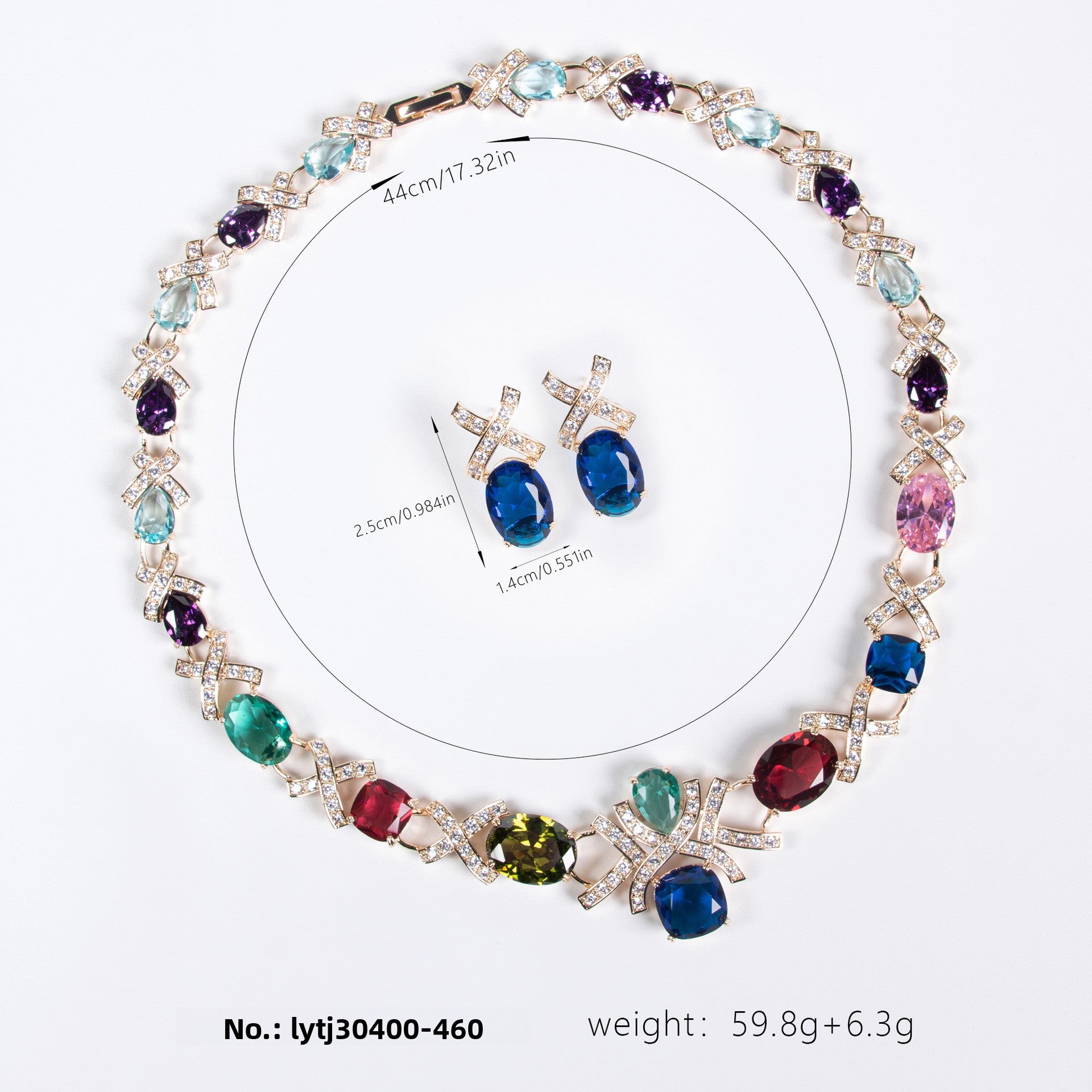 Cross-Border Jewelry Set Accessories High-End Necklace Zircon Set Luxurious Banquet Costume Necklace Set Accessories for Women