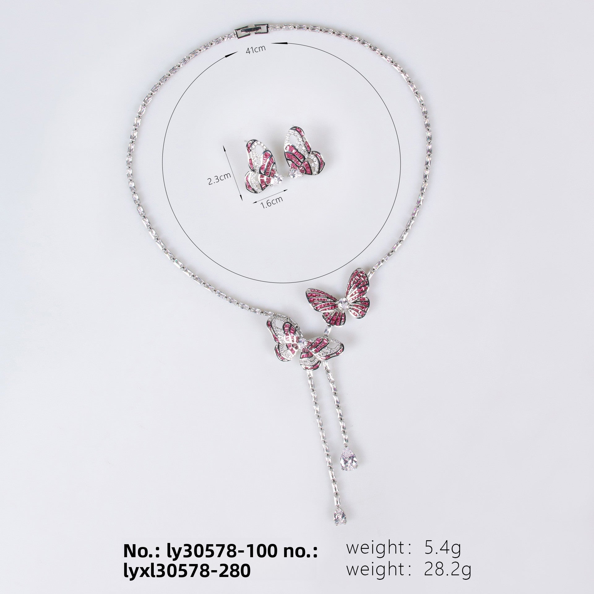 Cross-Border New Little Red Book Super Fairy Butterfly Tassel Necklace Light Luxury Butterfly Fairy Long Earrings Set Wholesale