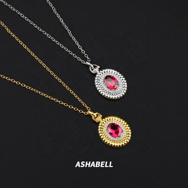Cross-Border Hot Sale 925 Sterling Silver Necklace High-End Women's Necklace Accessories Female Ruby Pendant Necklace In Stock