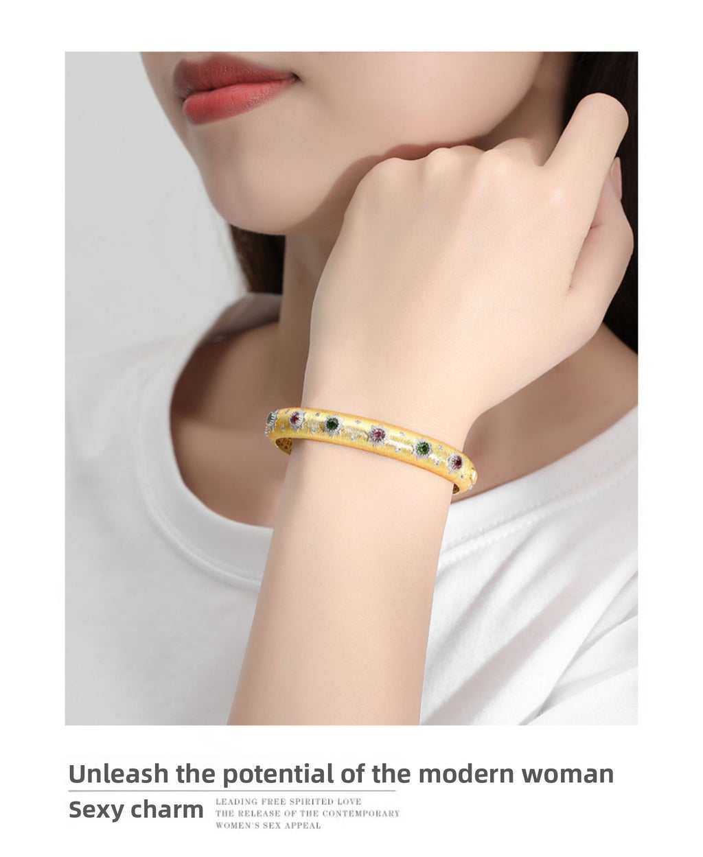 2024 Italian Craft Classical Retro Palace Style Bracelet Light Luxury S925 Sterling Silver Gold-Plated Gemstone Bracelet