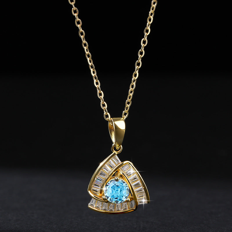 Cross-Border Fashion Elegant Light Luxury Full Diamond Exquisite Element Wind Ice Flower Cut Zircon Earrings Necklace Jewelry Set