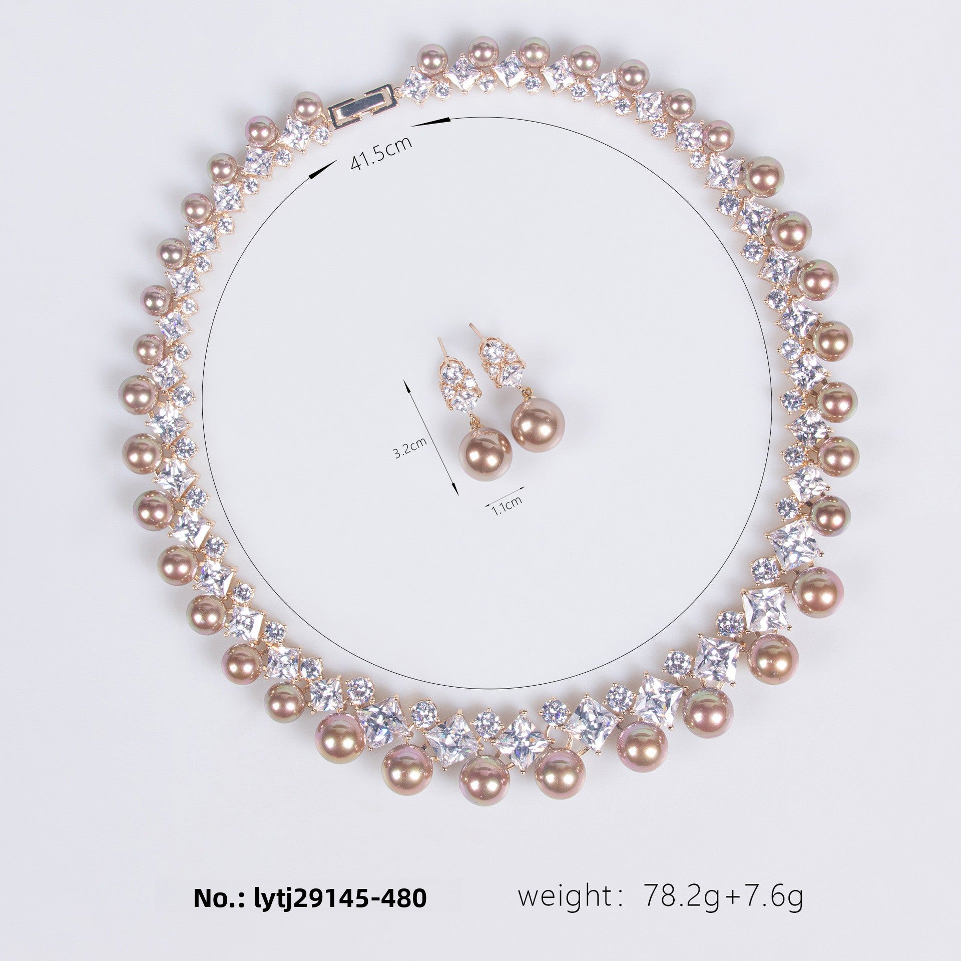 European and American Fashion Versatile Wedding Jewelry Pearl Necklace Earring Set Elegant Women's Collarbone Chain Tassel Earrings