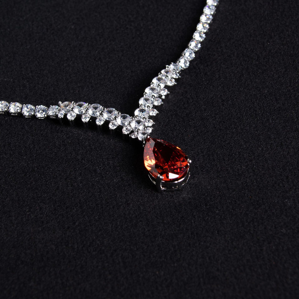 Korean Version Cross-Border Zircon Bridal Necklace Women's Versatile Earring Set Two-Piece Accessories High-Quality Elegant