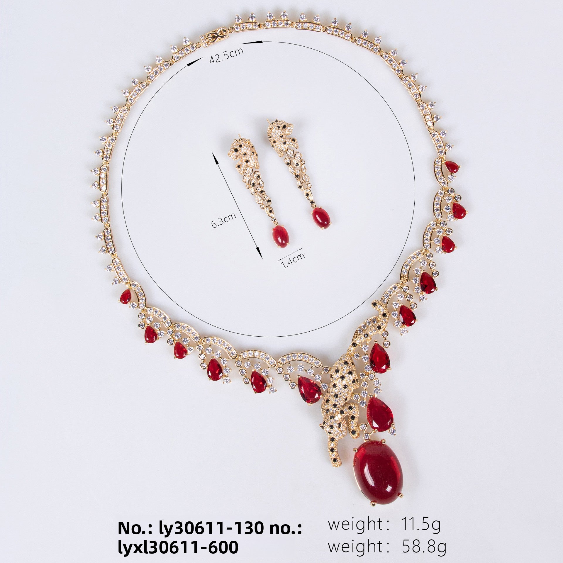 European and American Fashion Exaggerated Leopard Zircon Jewelry Necklace Set Personality Versatile Dress Party Jewelry Necklace