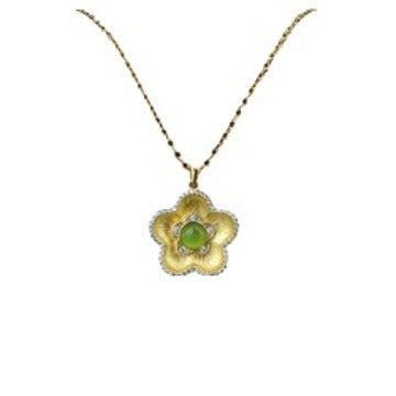 Italian Brushed Craft 925 Necklace Accessories for Women Fashion Trend Gemstone Inlaid Personalized Flower Gift Necklace