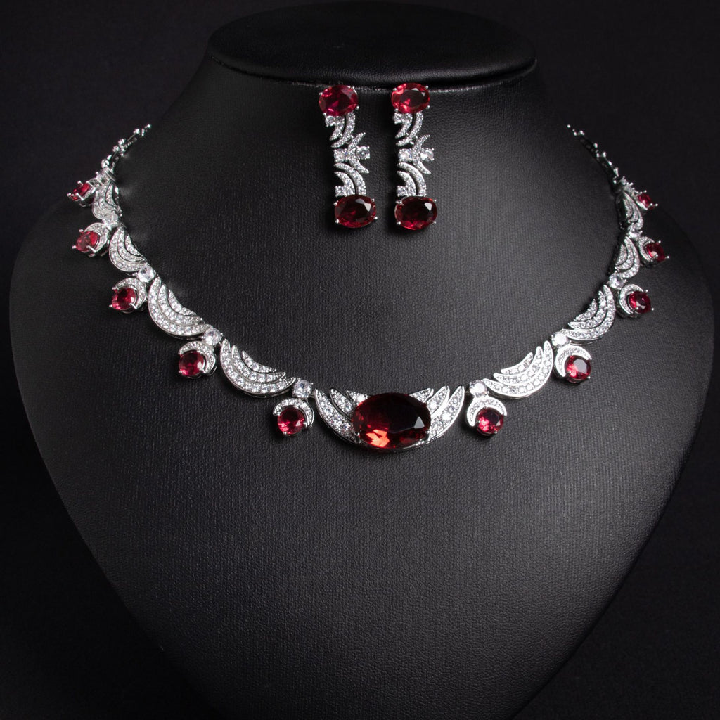 European and American Cross-Border New Zircon Necklace Jewelry for Women High-End Versatile Simple Zircon Necklace and Earring Set