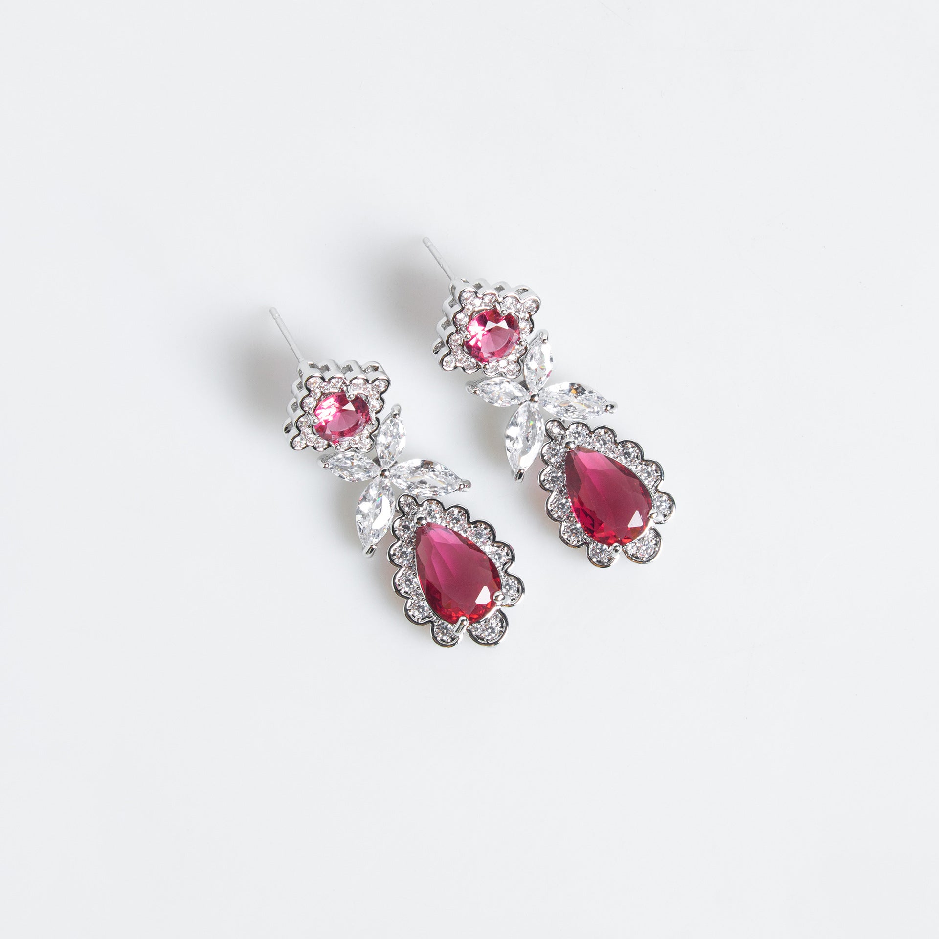 Cross-Border Simple Zircon Necklace Evening Ceremony Jewelry Fashion Luxury Colorful Gemstone Bridal Full Diamond Set Decoration Wholesale