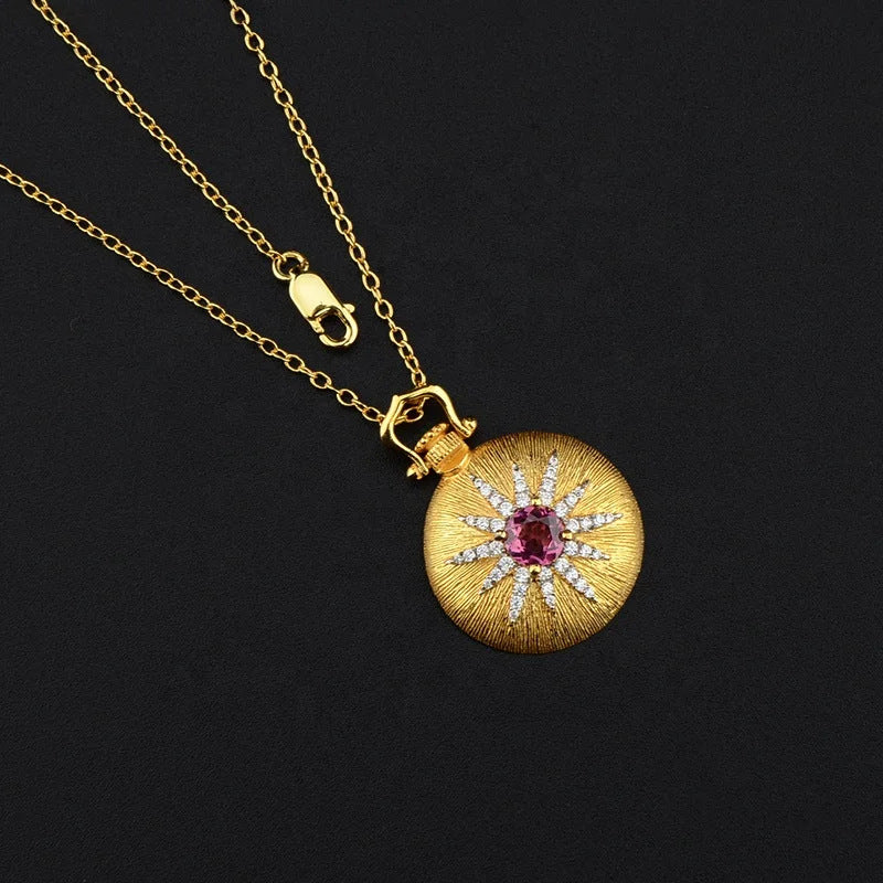 Classic Vintage Craft Fashion Trend 925 Gold Plated Gemstone Unisex Personalized Necklace