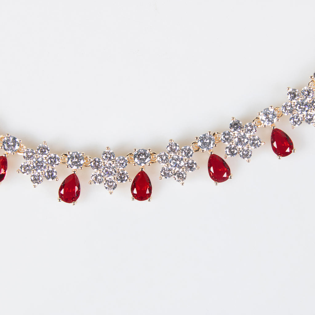 Cross-Border New Colorful Treasure Bridal Zircon Jewelry Set Inlaid with AAA Zircon Bridal Necklace Earrings Two-Piece Set