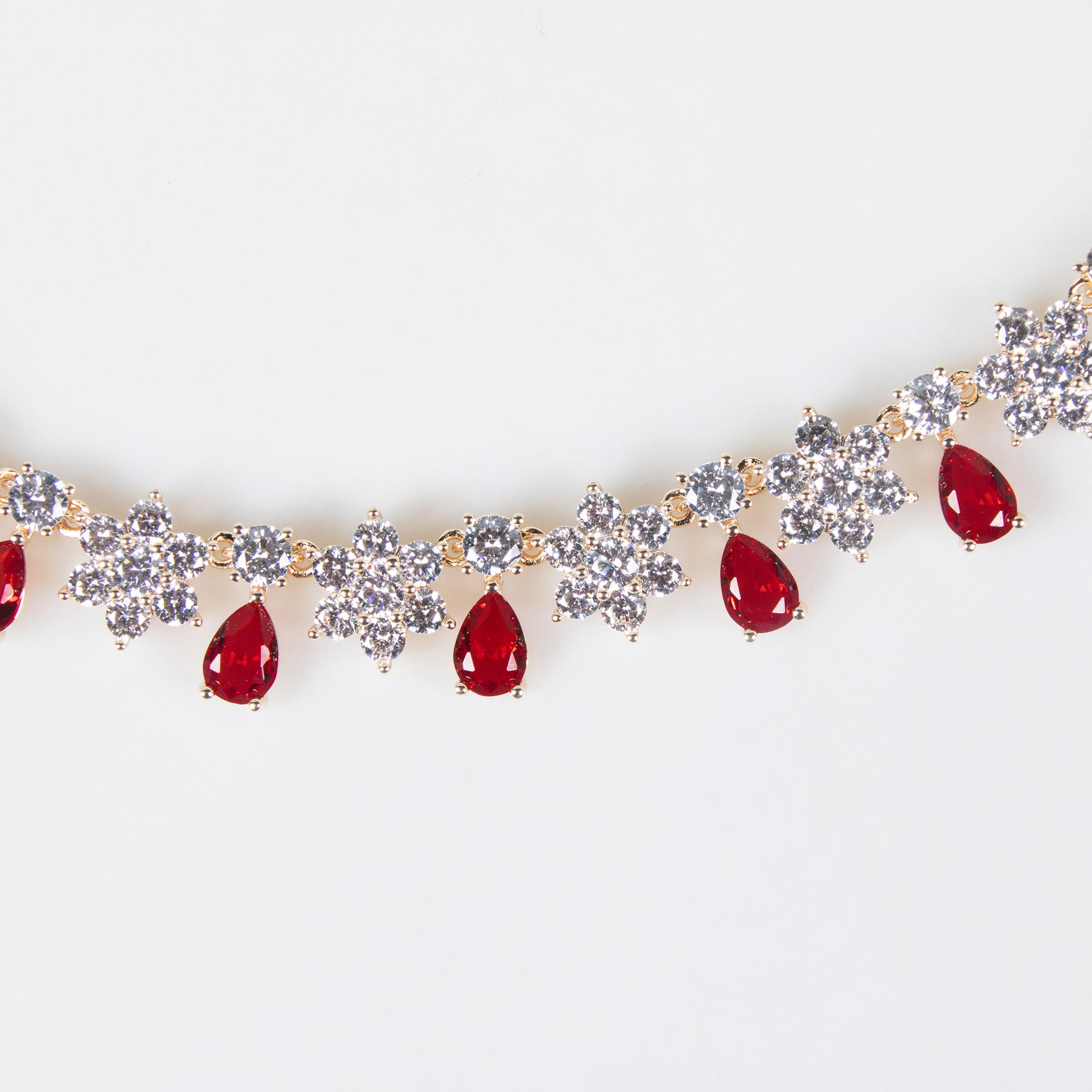 Cross-Border New Colorful Treasure Bridal Zircon Jewelry Set Inlaid with AAA Zircon Bridal Necklace Earrings Two-Piece Set