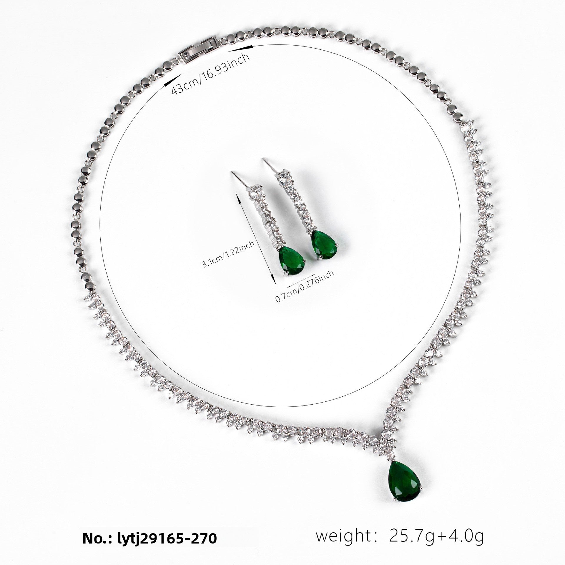 AliExpress Cross-Border Hot-Selling Korean Version 3A Water Drop Pendant Zircon Necklace Earrings Simple Casual Bride Jewelry Set