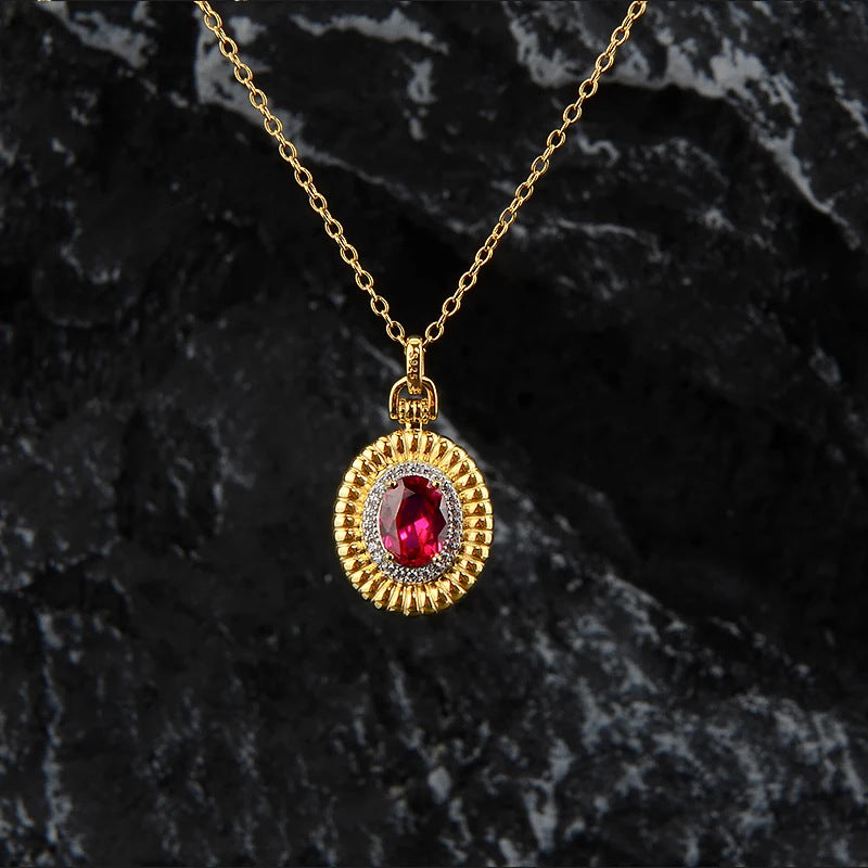 Cross-Border Hot Sale 925 Sterling Silver Necklace High-End Women's Necklace Accessories Female Ruby Pendant Necklace In Stock
