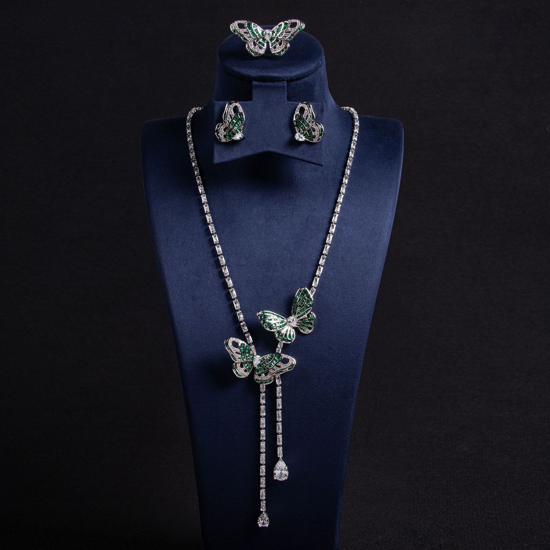 Cross-Border New Little Red Book Super Fairy Butterfly Tassel Necklace Light Luxury Butterfly Fairy Long Earrings Set Wholesale