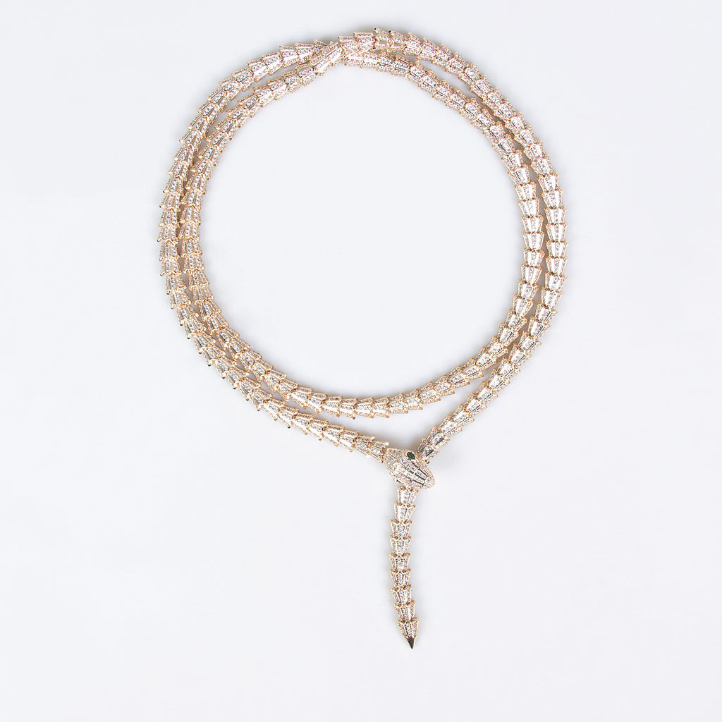 French Style Light Luxury Snake-Shaped Zircon Necklace Niche Simple Design Sense Collarbone Chain Fashion High-End Jewelry for Women