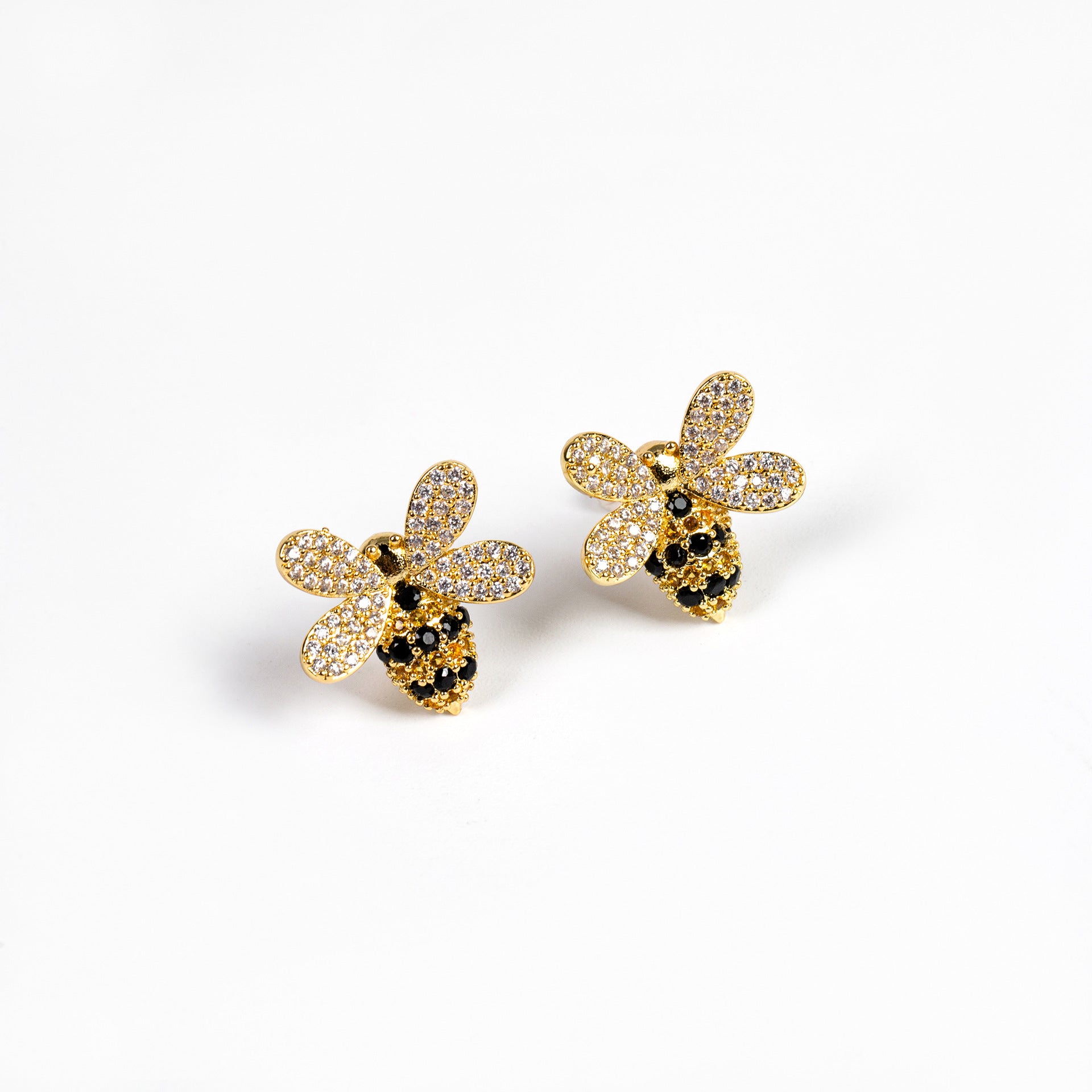 Internet Celebrity Hot-Selling Bee Zircon Ring Earrings Necklace Diamond-Studded Bee Pendant Exquisite Personality Sweet Set