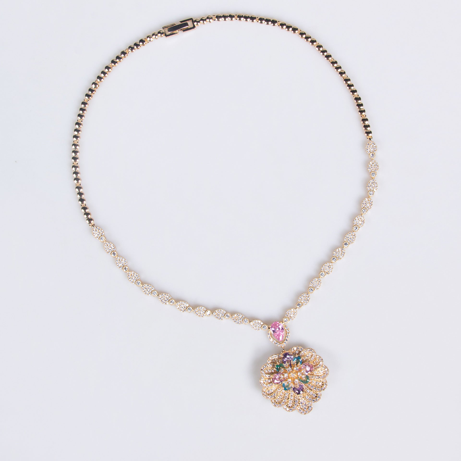 Zircon Flower Wedding Necklace Set Personality Versatile Summer New Bride Accessories Evening Fashion Set Two Pieces